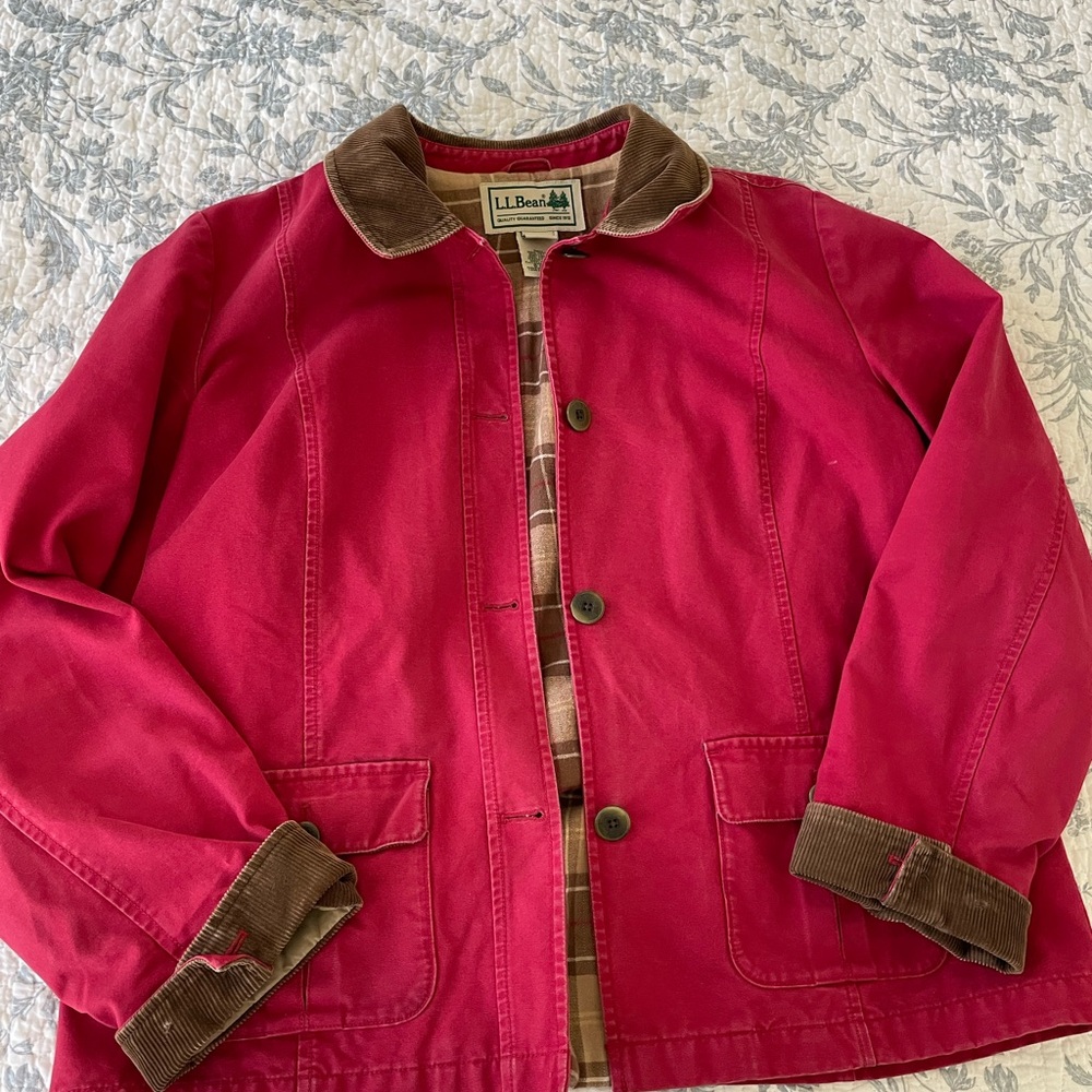 L.L. Bean Pink Jacket with Tan Collar